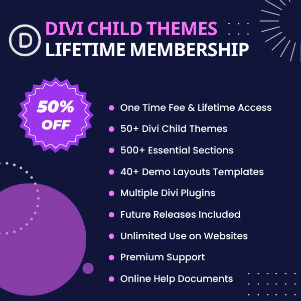 Divi Child Themes Lifetime Membership